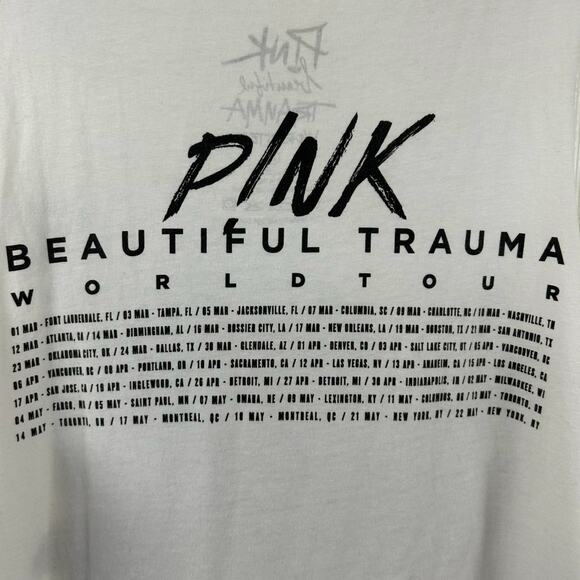 Pink Women’s Beautiful Trauma World Tour 2019 Graphic Tank Top White Size XL - Picture 4 of 5